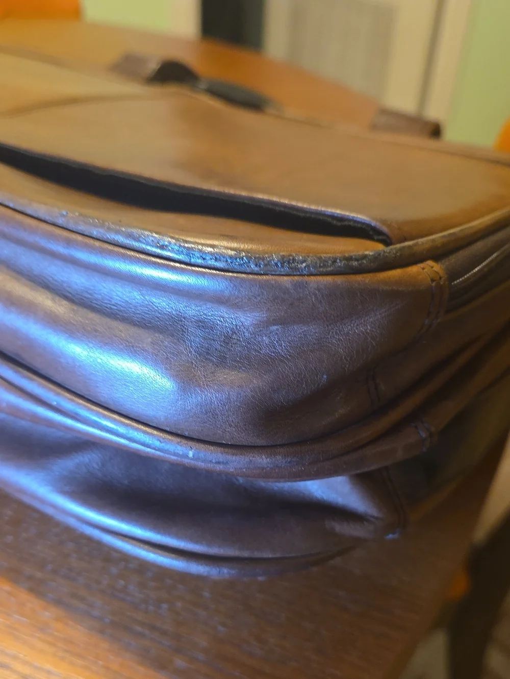 Rare Vintage 1990s Samsonite Distressed Leather Briefcase Messenger Laptop Bag